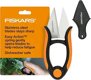 Fiskars 5" Herb Scissors, Garden Snips with Sheath and SoftGrip Handle