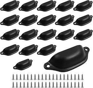 20pcs Antique Cup Drawer Pulls, Black, Bin Cup Pulls Knobs