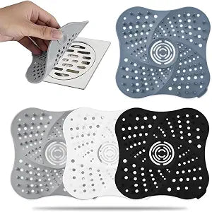 4 Pack Shower Drain Hair Catcher, Premium Silicone Shower Hair Catcher with Suction Cup for Regular Drains of Shower Kitchen Bathtub Bathroom