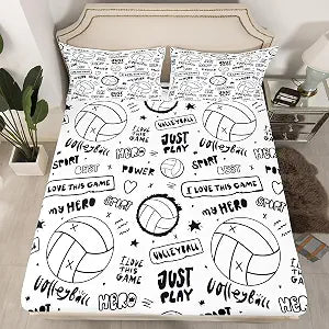 Volleyball Sports Theme Bed Sheet Set Twin Size Boys Girls Children