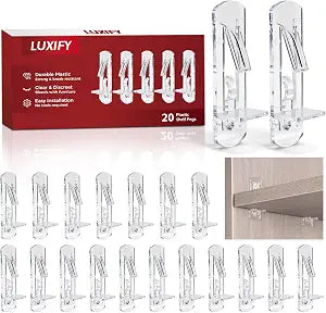 20PCS Cabinet Shelf Pegs 6.9mm Clear Locking Clips for 3/4 Thick Shelves