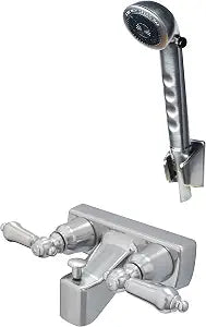 Laguna Brass 3211BN/4120BN RV/Motorhome Replacement Non-Metallic Two Handle Tub Shower Faucet Valve Diverter with Matching Hand Held Shower Set Brushed Nickel Finish