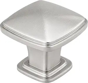homdiy 5 Pack Kitchen Cabinet Knobs Brushed Nickel Drawer Knobs Silver Solid Square Cabinet Hardware for Dresser Bathroom Satin Nickel Door Handles for Kitchen Cupboard,Zinc Alloy