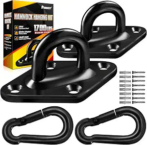 1700LB M10 Stainless Steel Pad Eye Hook+10MM Snap Hook, Hammock Hanging Kit