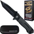 Heavy Duty Pocket Knife with Ball Bearing & Case - 3.5" Tanto Sharp Blade - Deba Knife - Folding Tactical Self Defense Knives with Portable Clip - for Hunting Camping Military - Gifts for Men 6688 U