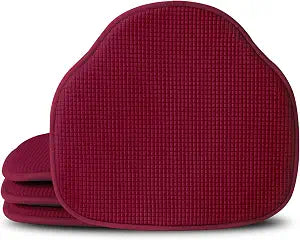 Shinnwa Windsor Chair Cushions Set of 4, Farmhouse Chair Pads for Dining Room, Non Slip Kitchen Seat Cushions, 4 Pack, 17 x 15.5 inches, Burgundy