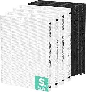 C545 Replacement Filter Compatible with Winix C545 Air Purifier, Filter S, Part Number 1712-0096-00, 4Filters + 4Activated Carbon Pre-Filters