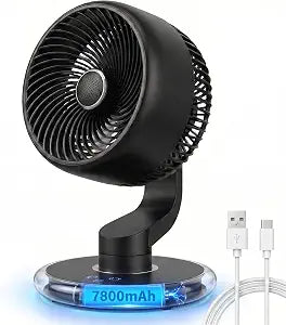 Desk Fan for Bedroom Air Circulator, Battery Powered Cordless Fan