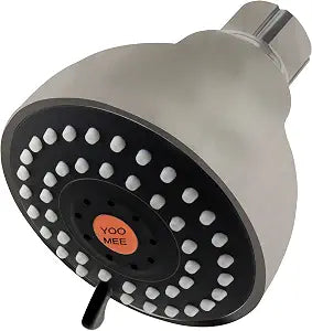 YOO.MEE High Pressure Fixed Shower Head, 3-Spray, Brushed Nickel