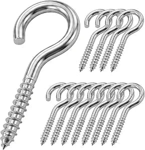 12 Pack 2-3/4 Inch Eye Bolts M4 Screw in Hooks,304 Stainless Steel Screw-in HooksMetal Ceiling Hooksfor Hanging Plants, Yoga, Lighting fixtures, Indoor and Outdoor use (12, M4-2-3/4inch)