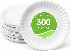 Perfectware 9 Inch White Paper Plates 300ct