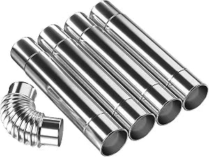 Chimneys Pipe AVOFOREST 5 Pcs Diameter 2.36"Stainless Steel Stove Chimneys Durable Chimney Pipe Kit