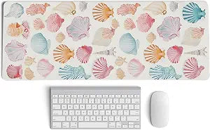Ocean Coastal Mouse Pad,Colorful Seashells Mouse Pad,31.5x11.8IN
