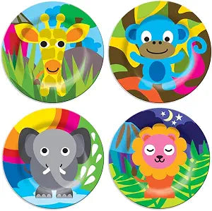 French Bull 4pc Kids Feeding Melamine Tableware Flatware BPA Free Dishwasher Safe, Durable, 4 Count (Pack of 1) Plate Set (Jungle)