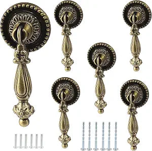 Bonsicoky 6PCS Antique Style Tear Drop Pulls, Bronze