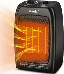 shinic Space Heater for Indoor Use, 1500W/900W Ceramic Space Heater, 1s Fast Heat, Overheat and Tipover Protection, Portable Electric Heater, Quiet Office Small Room Desk Heater, Black