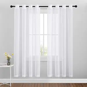 NICETOWN Voile Panels for Dining Room, Living Room & Bedroom - White Sheer Curtains, 72" Length, 55" Width, 2 Pieces