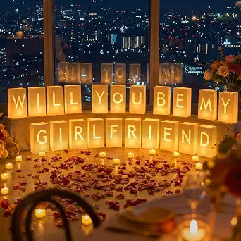 Proposal Decor - Will You Be My Girlfriend Light Up Letters Luminaries Bags