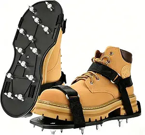 Epoxy Floor Spiked Shoes Fully Assembled Gunite Spiked Shoes with 3/4" Short Spikes for Garage Floor Epoxy, Overlays, Cover Installation, 1 Pair (Black, Large Size)