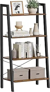 VASAGLE Ladder Shelf, Bookcase Book Shelf, Storage Shelves, 4-Tier, 22In