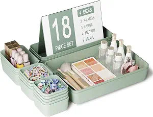 Drawer Organizers Bins 18 PCS for Bathroom Makeup Desk Office