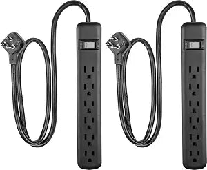GE Surge Protector Power Strip, 2 Pack, 3 Ft Extension Cord
