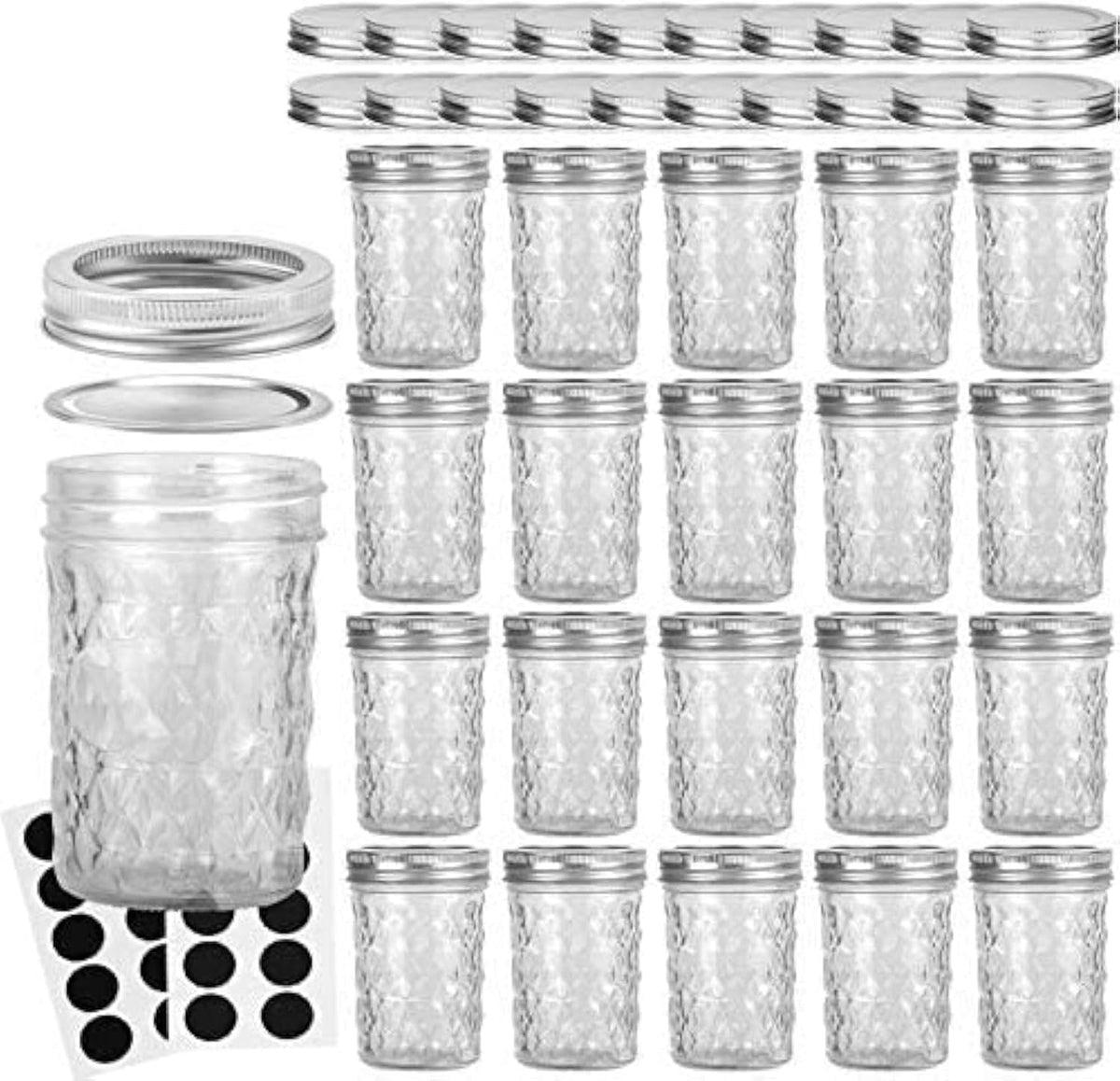 VERONES 20 Packs 8 OZ Mason Jars Jelly Jars with Regular Lids and Bands