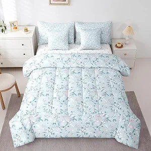 jejeloiu Bow Comforter Set Full Size Girls Cute Kawaii 7 Pieces Bowknot