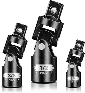 BLACKROBOT Universal Joint Set 3PCS, 1/2" 3/8" 1/4" Drive Socket Adapter Set, Premium CR-V Steel Swivel Socket Set, Access Fasteners at Any Angle