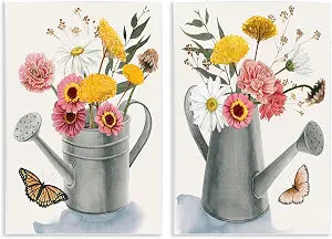 Country Garden Botanical, 10 x 15 Inch Mounted Print on Wall Plaque Set