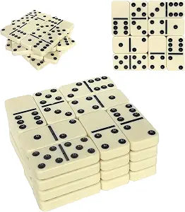 Domino Coasters Set of 4, 3.75 Inch Ivory White Drink Coasters with Cork Backing, Non Slip Absorbent Table Coasters for Coffee Table, Wooden Furniture Protection, Modern Home Decor Gift