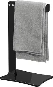 Acrylic Hand Towel Holder, 8MM Thick Hand Towel Stand with Non-Slip Dots, Hand Towel Rack for Bathroom Countertop, Kitchen Vanity Countertop (Black)