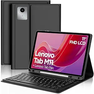 Keyboard Case for Lenovo Tab M11 / K11 LTE 11 Inch 2024, Magnetic Detachable Wireless Bluetooth Keyboard Cover, Folio PU Leather Case with Pencil Holder Auto Wake/Sleep, Multi-Angle Kickstand