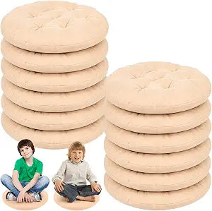 12 Pack 16 Inch Round Floor Cushion, Flexible Seating Classroom Cushions for Kids and Toddlers, Flexible Seating Classroom Furniture Floor Pillow for Home, Daycare, Preschool, Yoga & Meditation