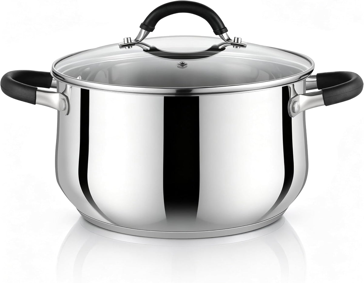 HaWare 6 Quart Stainless Steel Induction Stock Pot, Cooking Pot with Lid