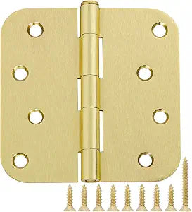 TDCHINGES 3 Pack Interior Door Hinges 4 Inch Brushed Brass 5/8" Radius Gold