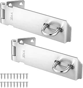 2 Pcs Door Locks Hasp Latch, 5 Inch Stainless Steel Safety Packlock Clasp