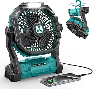 Portable Fan Rechargeable, 20000mAh Cordless Battery Powered Fan with LED Lantern Battery Operated for Travel Bedroom Home Camping Tent Office Beach Desk Fishing Table