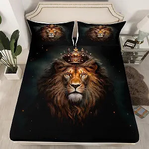Erosebridal Lion African Fitted Sheet Twin Size, 2 Piece