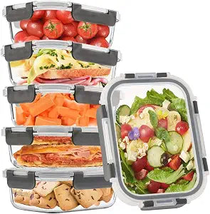6pack 22oz Glass Meal Prep Containers with Airtight Lids, Lunch Containers
