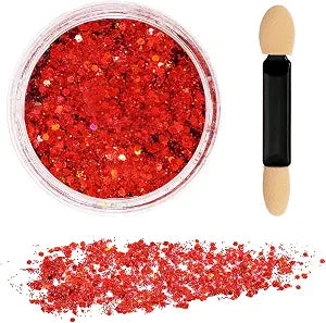Face Body Glitter Gel Festival Makeup Hair Glitter for Women Girls Rave Halloween Carnival Concert Party Decoration (Red)