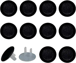 Pure Black 12 Packs Baby Child Proofing Outlet Covers, Safety Electrical Socket Covers, 2-Prong Power Wall Socket Plug Plate, Secure Outlet Protector Caps