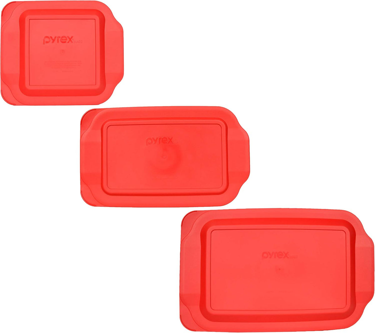 Pyrex 222-PC 2qt, 232-PC 2qt, & 233-PC 3qt Red Lids - Made in USA
