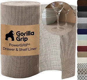GORILLA GRIP powerGRIP Drawer Shelf and Cabinet Liner, 12"x10', Beige