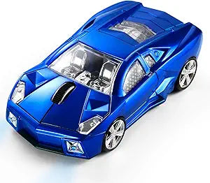 Sports Car Mouse [Updated] with LED Headlights, 1600 DPI Wireless Car Shaped Mouse for Mac & Computers, Blue