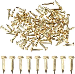M METERXITY 100-Pack Small Tiny Nails, 1.2mm x 8mm Brass Precision MIni Nails Hardware Round Head for Wooden/DIY Crafts Decorative/Household Accessories/Picture Hanging