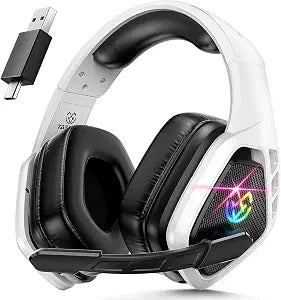 Tatybo Wireless Gaming Headset with Mic, 7.1 Sound 50mm Driver, White Black