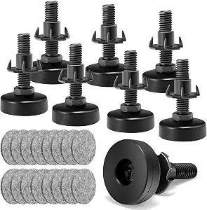 NANMOTUE Leveling Feet, Adjustable Furniture Levelers for Furniture Leg Levelers, Table Chairs Cabinets Sofa Raiser, Heavy Duty Support 2640LBs, T- Nut Kit 3/8-16 Thread, Large Base (8 Set, Black)