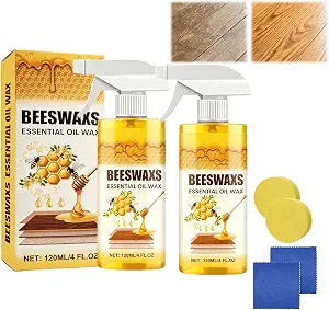 2Pcs Beeswax Wood Polish Spray, Beeswax Essential Oil Wax, Beeswax Furniture Polish and Cleaner, Natural Beeswax Spray Cleaner for Furniture Floor, Tables