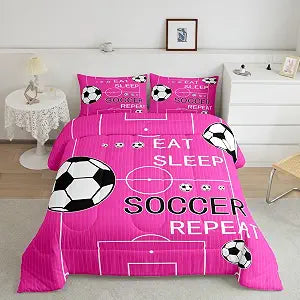 jejeloiu Kids Soccer Comforter Set Full Size Boys Girls